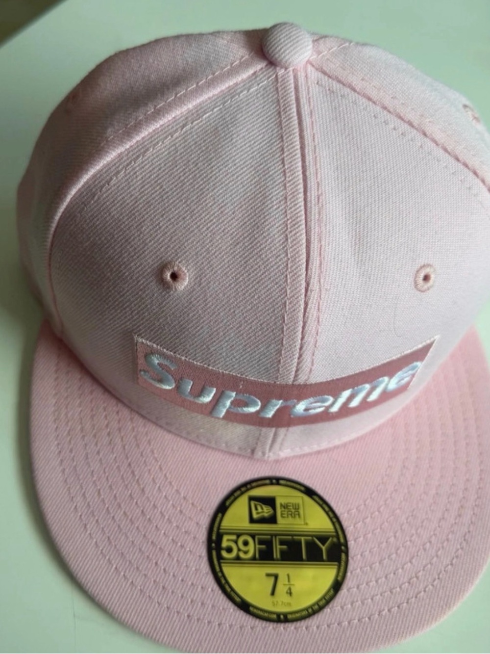 Supreme x New Era Champions Box Logo 59FIFTY Pink Hat Size 7 1/4 SS21